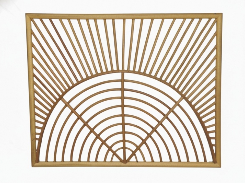 Handcrafted Square Rattan Wall Hanging with Sunburst Motif